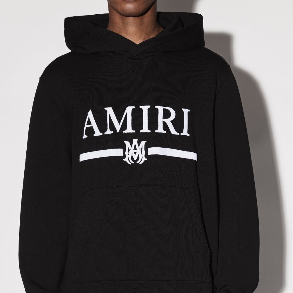 AMIRI MA BAR LOGO Embroidered Hoodie Black Size L New 100% Cotton - Picture 2 of 14